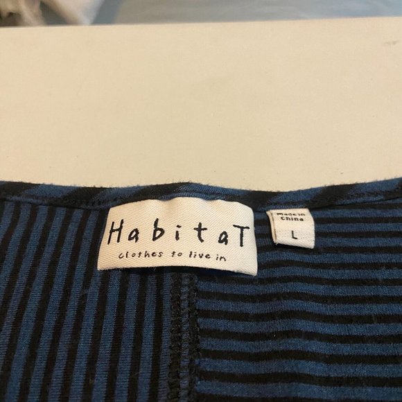 Habitat Women L Striped Top Blue Dolman Sleeve Stretch Shirt Casual Pullover - Picture 5 of 10